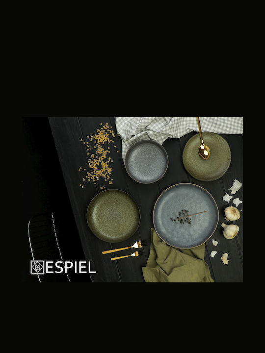 Espiel Etna Servierplatte Untiefe Keramik Grau mit Durchmesser 28cm 4 Stück