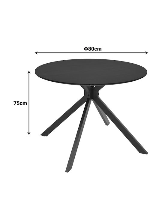 Xuson Round Metal Kitchen Table Black 80x80x75cm