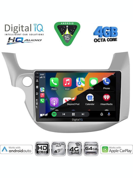 Digital IQ Car Audio System for Honda Jazz 2008-2012 Bluetooth USB WiFi GPS Apple CarPlay Android Auto with 10" Touch Screen