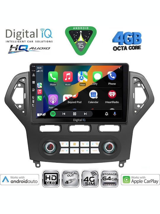 Digital IQ Car Audio System for Ford Mondeo 2007-2011 with Clima Bluetooth USB WiFi GPS Apple CarPlay Android Auto with 10" Touch Screen