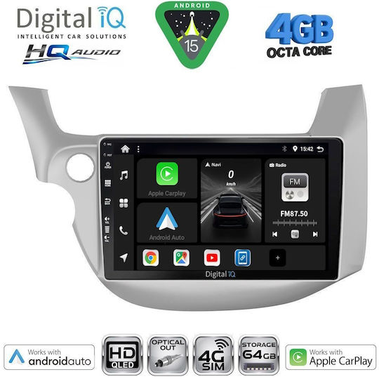 Digital IQ Car Audio System for Honda Jazz 2002-2008 with A/C Bluetooth USB WiFi GPS Apple CarPlay Android Auto with 9" Touch Screen