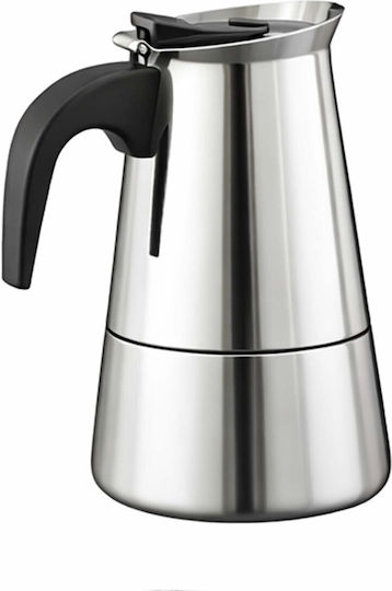 Cheffinger Italian Stainless Steel Moka Pot 6 Cups Induction Compatible Silver
