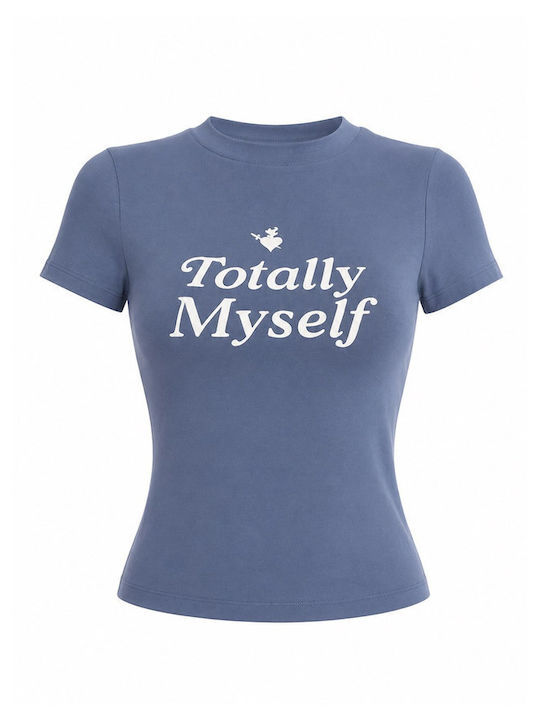Damen Bluse Baumwolle Kurzärmelig Blau