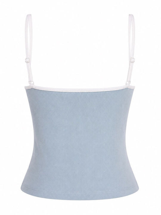 Bluza Damă Bumbac Cu Bretele Albastră