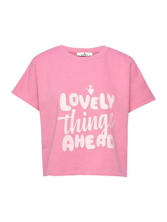 Bluza Damă Bumbac Mâneci Scurte Roz