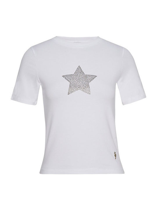 Bluza Damă Bumbac Mâneci Scurte Alb