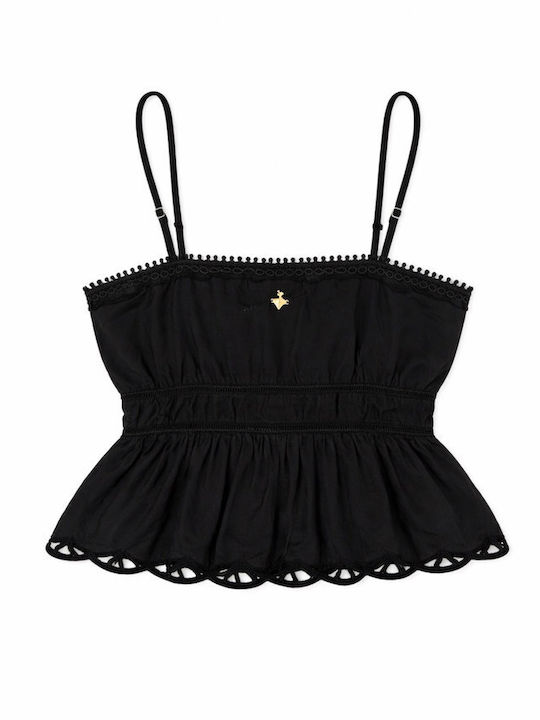 Women's Blouse with Spaghetti Straps Black