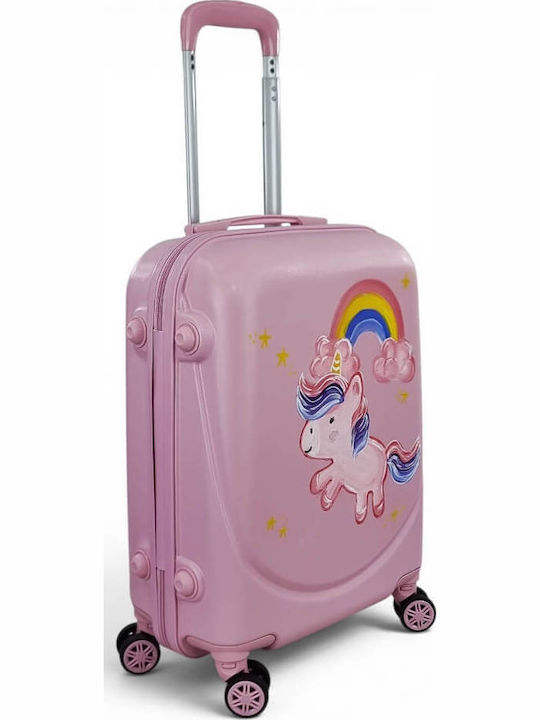 Playful Bags Παιδική Βαλίτσα Ταξιδίου Καμπίνας Σκληρή Ροζ Μονόκερος με 4 Ρόδες Ύψους 55εκ.