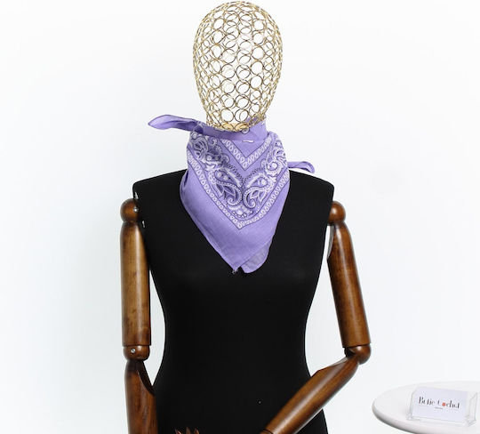 Bandana Din Bumbac Mărimea 55 X 55 Cm Imprimeu Mandala ButicCochet Violet Deschis Es2200