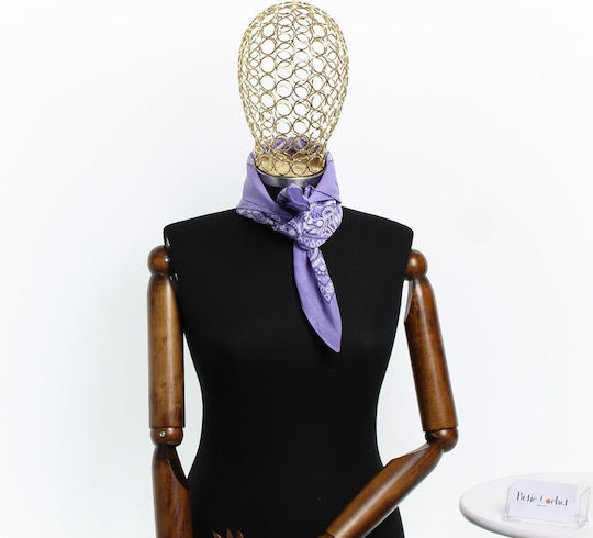 Bandana Din Bumbac Mărimea 55 X 55 Cm Imprimeu Mandala ButicCochet Violet Deschis Es2200