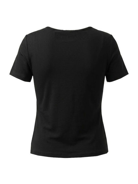 Γυναικείο Crop Top Δερμάτινο Κοντομάνικο Μαύρο