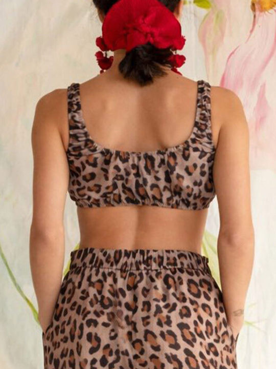 Γυναικεία Μπλούζα με Τιράντες Animal Print Leopard