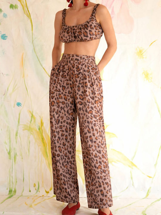 Γυναικεία Μπλούζα με Τιράντες Animal Print Leopard