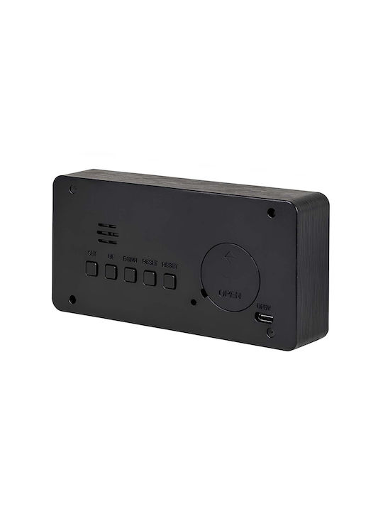 Avizar Wooden Clock Clear Digital Led Display Black