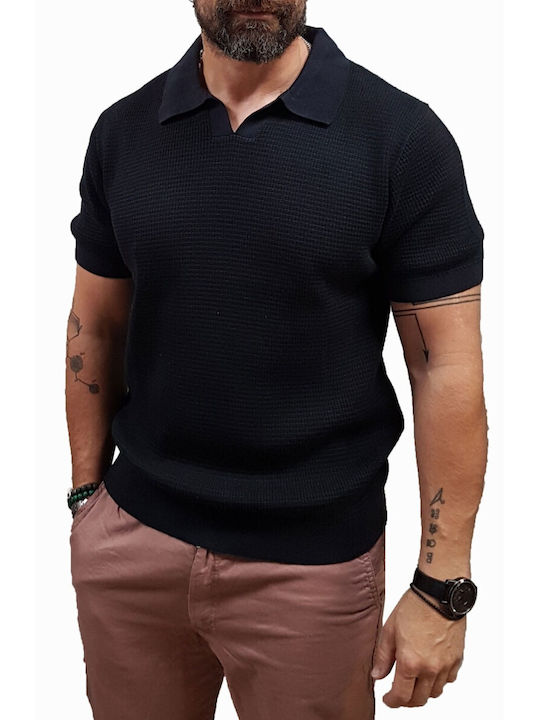 Jack & Jones Neck Polo Herrenbluse Night Sky/twist