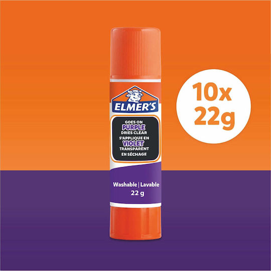 Elmer's Κόλλα Stick 22gr 10τμχ Μωβ
