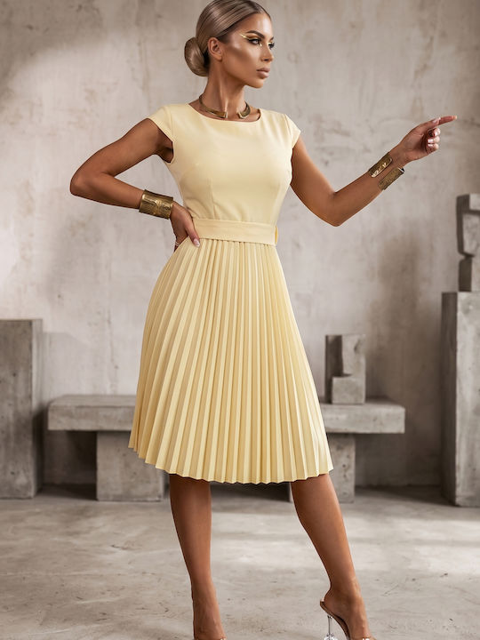 Καλοκαιρινό Midi Φόρεμα για Γάμο / Βάπτιση Butter Yellow