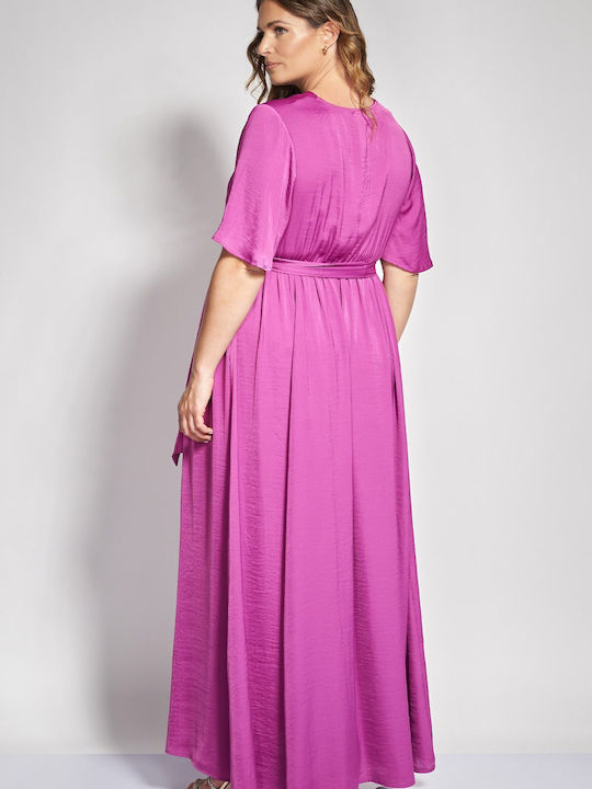 Rochii Maxi de Seară Rochii de Vară Pentru Femei Satin Wrap-Around Fucsia
