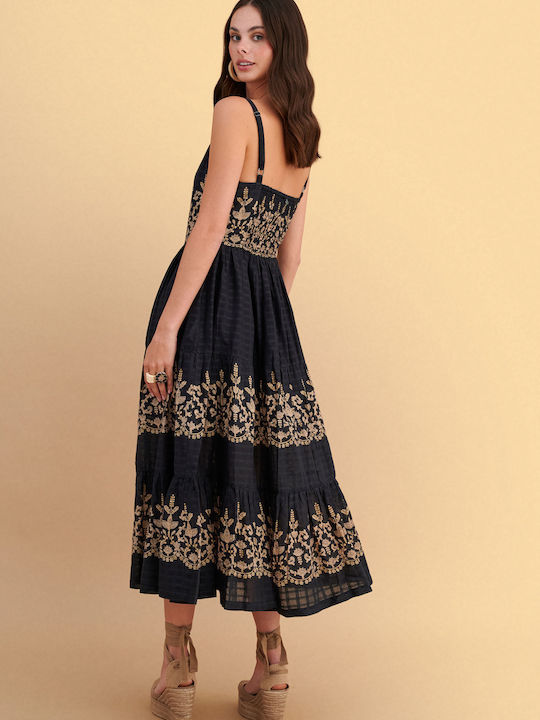 Sommer Midi Damenkleid Schwarz 9923299-Schwarz