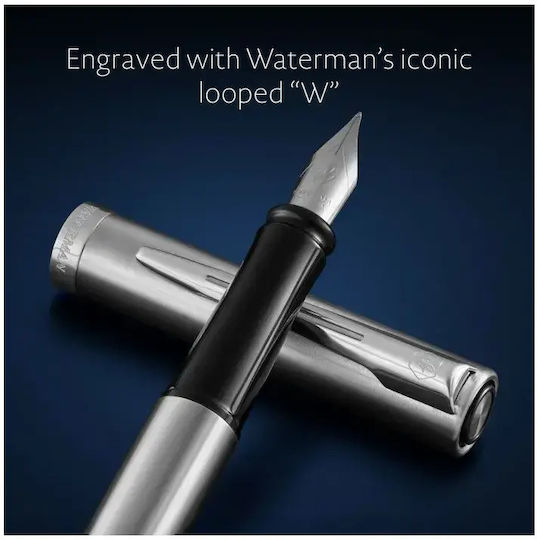 Waterman Писалка Medium 0.8mm Кафява от Inox с Синьо Мастило