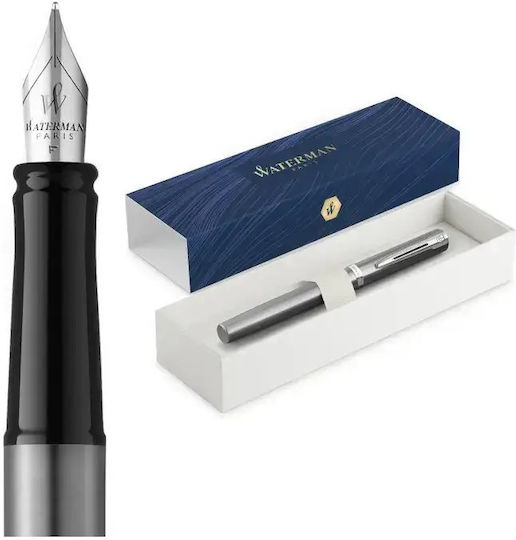 Waterman Писалка Medium 0.8mm Кафява от Inox с Синьо Мастило