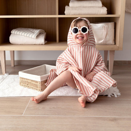 Bemini Kinder Strandponcho Baumwoll-Muslin Carmin Rosa 9-36 Monate 380beach45su