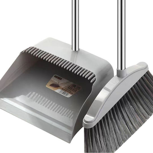 Set Mătură Cu Coș De Gunoi Mâner Silicon Mătură Alista Home Uz Casnic Plastic Oțel Gri 90 X 72 X 100 Cm