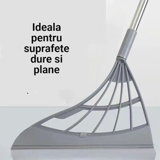 Set Mătură Cu Coș De Gunoi Mâner Silicon Mătură Alista Home Uz Casnic Plastic Oțel Gri 90 X 72 X 100 Cm