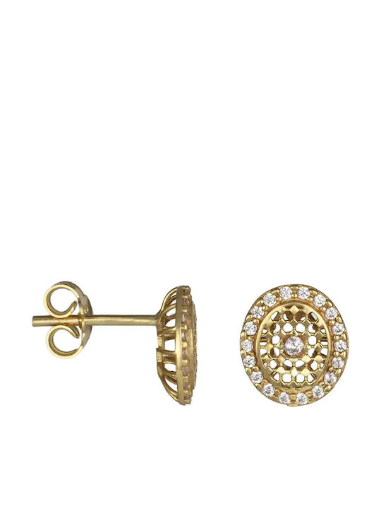 Stud Earrings Made of 9K Gold with Stones