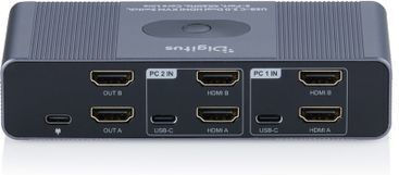 Digitus DS-12856 Comutator KVM și de Date cu USB-C / HDMI / USB 3.0 / DisplayPort