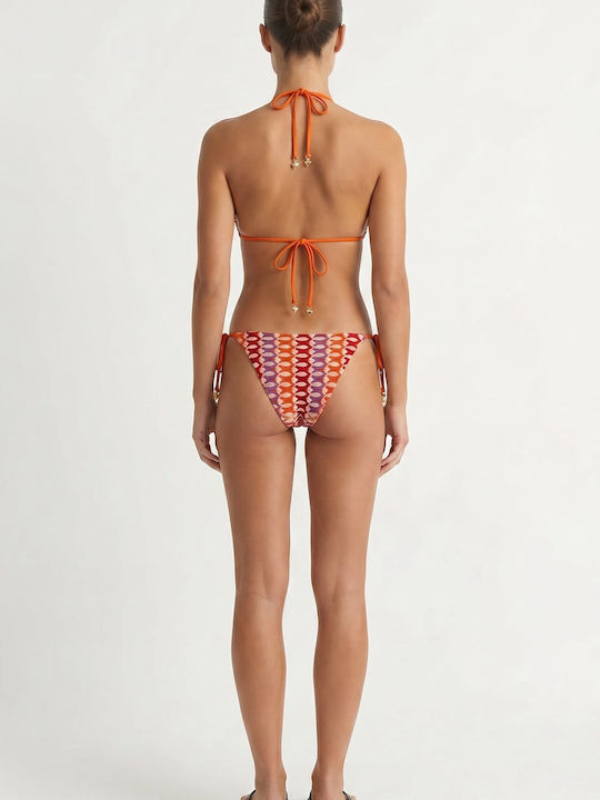 Bikini Slip με Κορδονάκια Πορτοκαλί