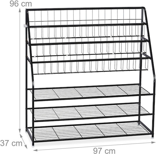 Relaxdays Θήκη Περιοδικών Μαύρη 96x37x97εκ.