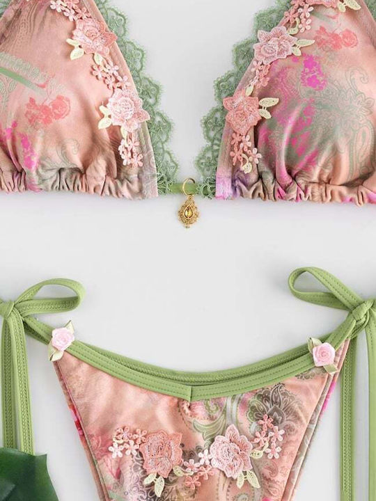 Set Bikini Triangle Floral Pink