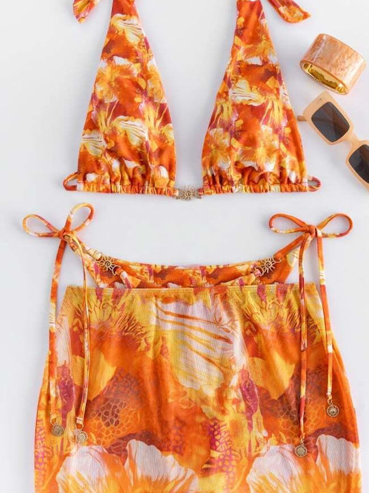 Set Bikini 3 Pieces Triangle Orange