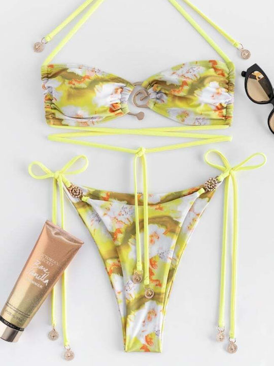 Bikini-Set 3 Stücke Blumen Gelb