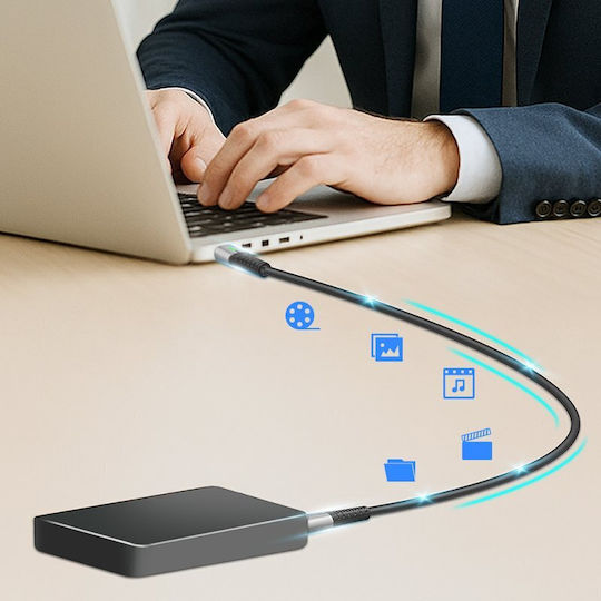 LogiLink Braided / LED USB 3.2 Cable USB-C Male - USB-C 240W PD Black 0.5m CU0441