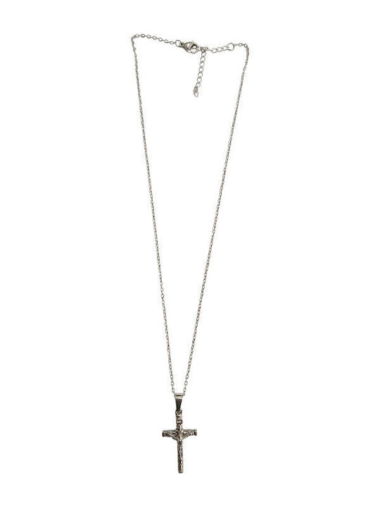 Kalliopi Silver Crucifix Pentru Bărbați Din Oțel Cu Lanț