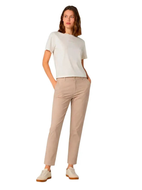 Damen Chino Hose Baumwoll-Set in Schlank Passform Beige