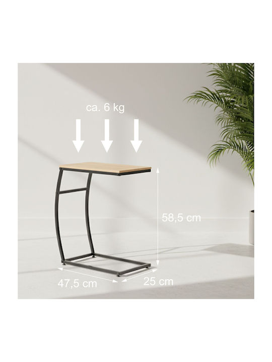 Masă Laterală Rectangulară din Lemn Black/Brown M47.5xL25xÎ58.5 cm