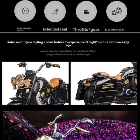 Kids Ride-On Motorbike Electric 12 Volt Black for 8+ Years