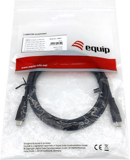 Equip USB 2.0 Cable USB-C male - USB-C 60W PD Μαύρο 0.3m 128832