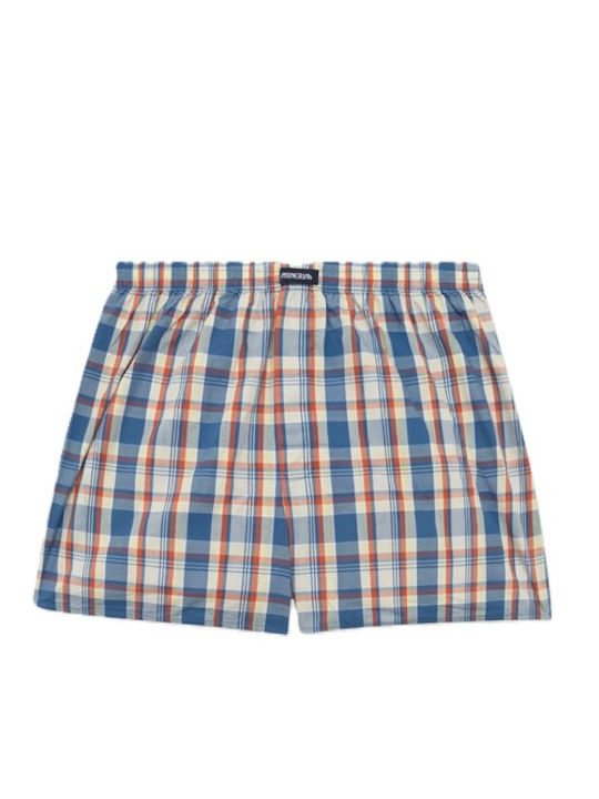 Boxeri pentru Bărbați Carouri Portocalii-Albastre 2Pack