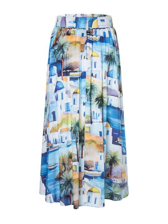 High Waist Maxi Skirt Blue