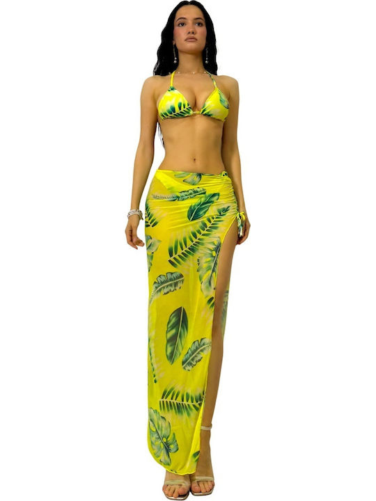 Set Bikini 3 Τεμαχίων Τριγωνάκι Κίτρινο