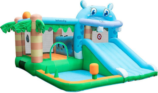 Homeone Inflatable Hippo Adventure with Trampoline and Slide for 3-8 Years