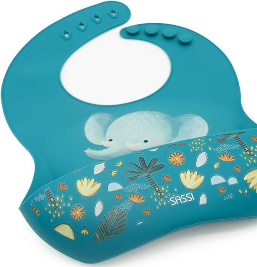 Sassi Junior Babici Pentru Bebeluși Impermeabilă Din Silicon Cu Buzunar Elephant Pentru 6 Luni+