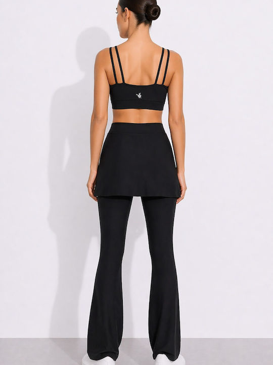 High Waist Flared Sweatpants Black