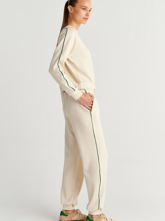 High Waist Wide Sweatpants White