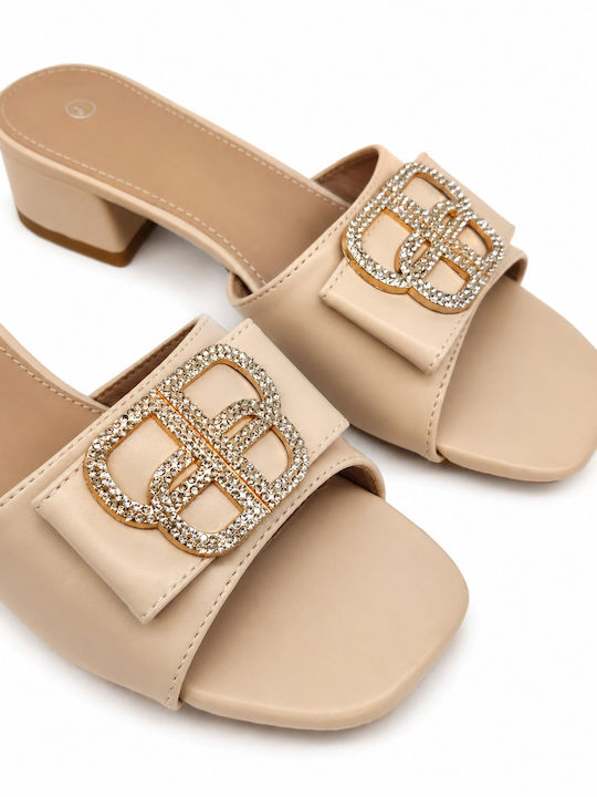 Mules With Low Heel In Pink Colour