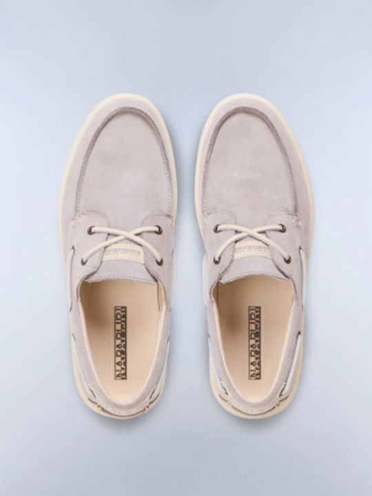 Leather Men's Moccasins in Gray Colour